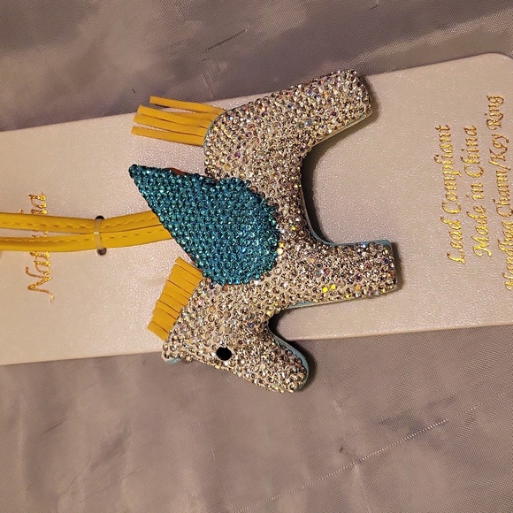 NATASHA Sparkling Pegasus Handbag Charm Keychain with Blue Wings Ty Lp - Picture 2 of 3